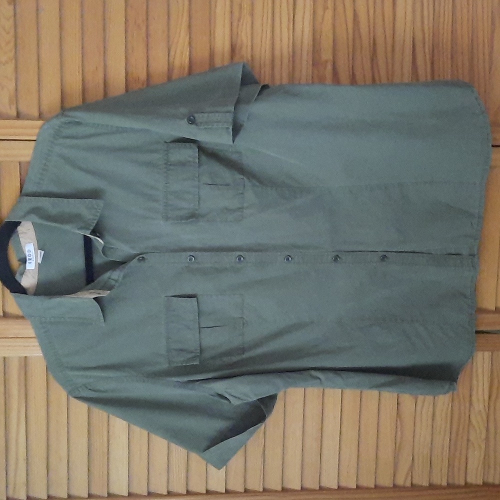 Izod Women Double Breasted Pocket Short Sleeve Button Up Blouse Shirt Size 1X